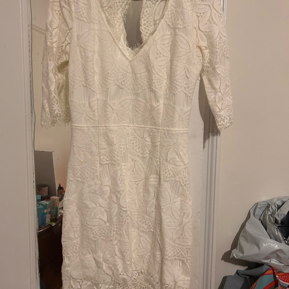 Soieblu White Lace Midi Dress